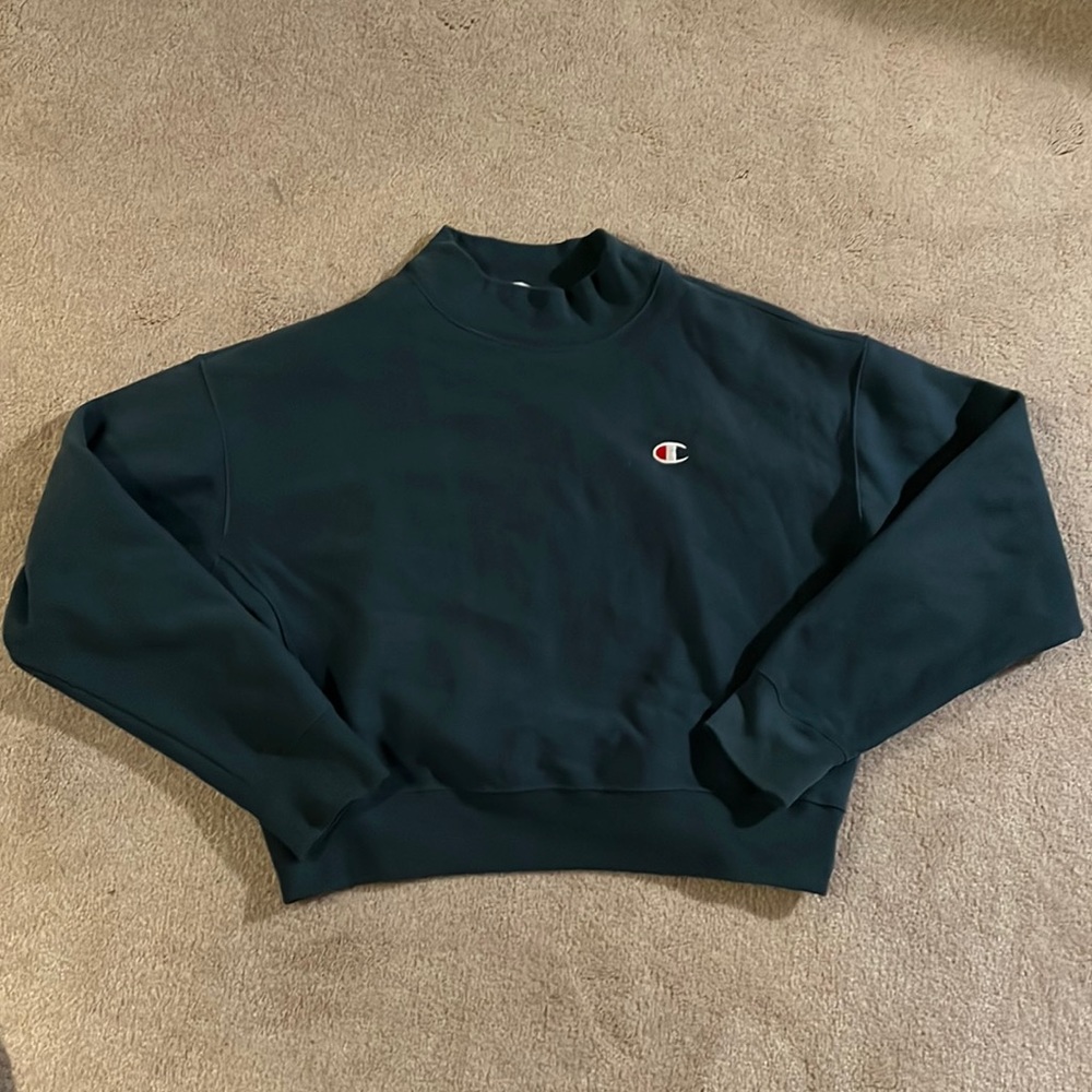Champion teal mock neck sweatshirt